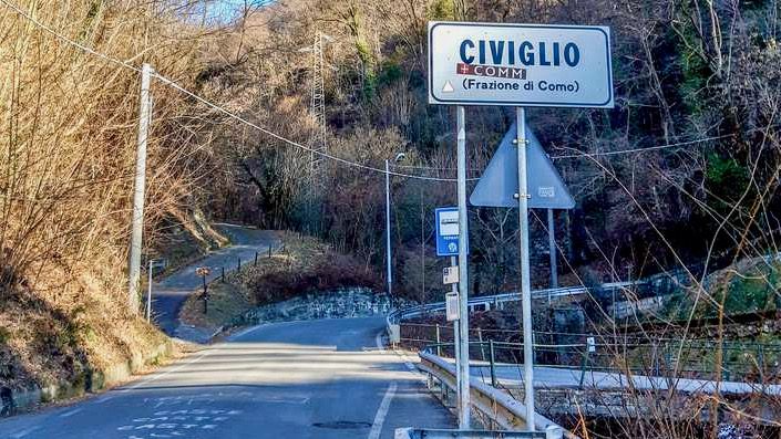 Het begin van de Civiglio, de fietsklim net buiten Como.