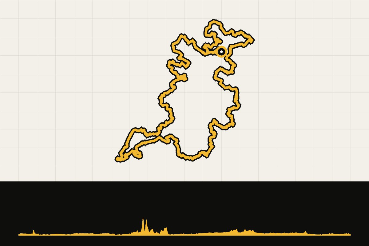 Routekaart en hoogteprofiel van Achterhoek bikepacking: gravelavontuur van Velozine