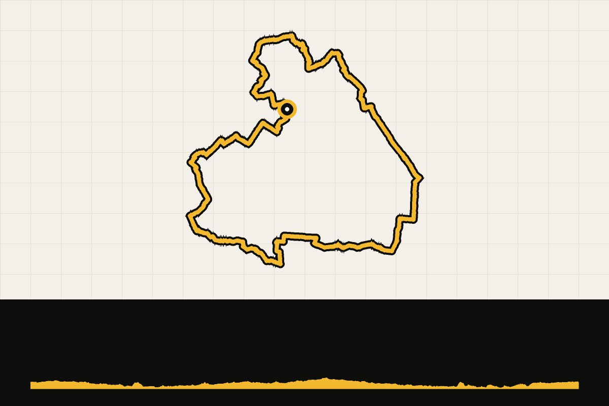 Routekaart en hoogteprofiel van Drenthe: randje Drenthe, 270 km