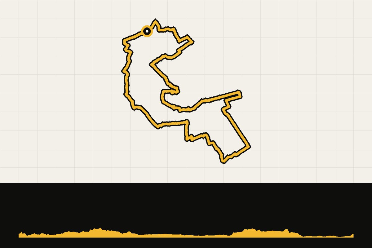 Routekaart en hoogteprofiel van Drenthe: ronde vanuit Zuidlaren via Papenvoort