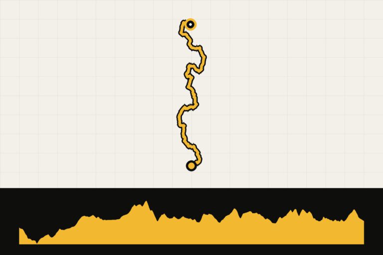 Routekaart en hoogteprofiel van Mountaineer Monster 465 – dag 2: Brandonville – Aurora