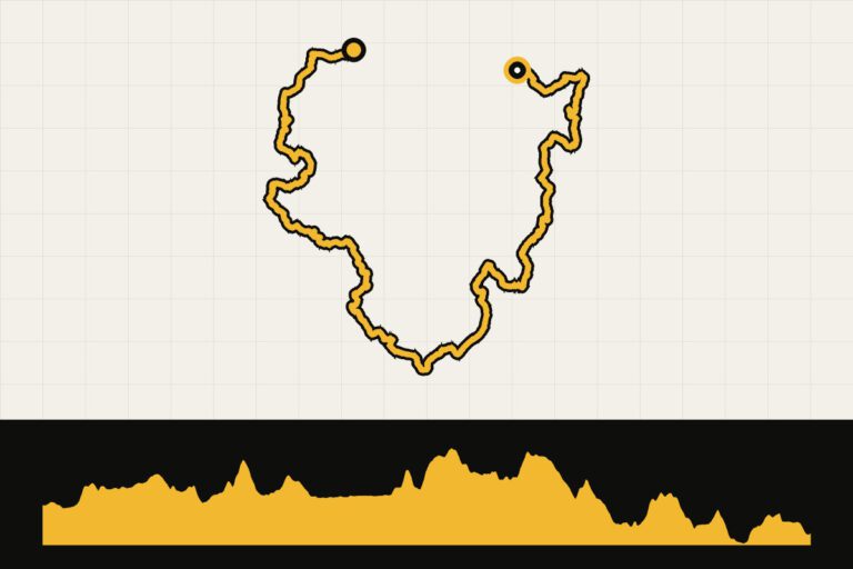 Routekaart en hoogteprofiel van Mountaineer Monster 465 – dag 4: Belington – Philippi