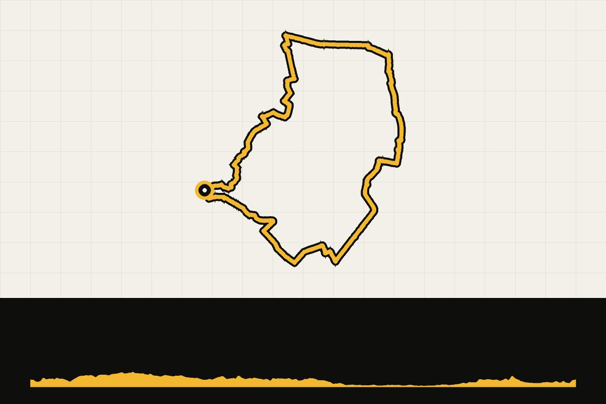 Map and elevation profile of North Brabant: Smooth asphalt around Breda