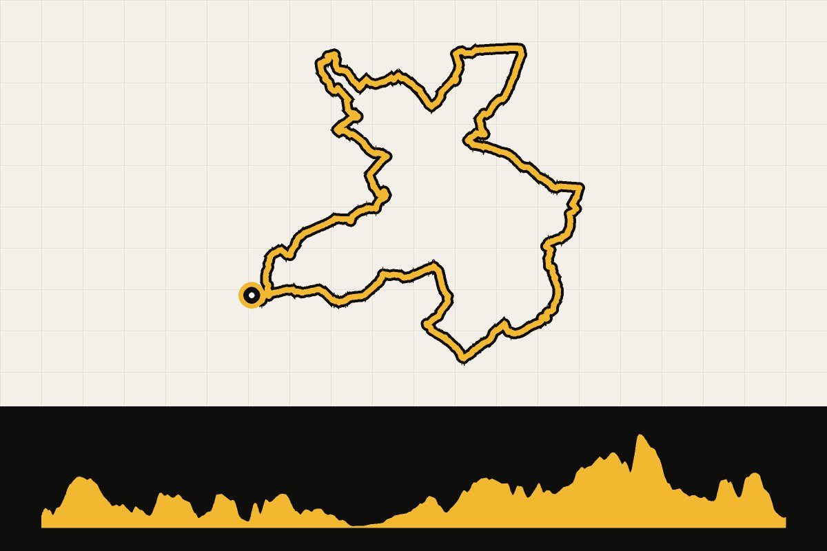Routekaart en hoogteprofiel van Zuid-Limburg: ronde vanuit Houthem via Oirsbeek