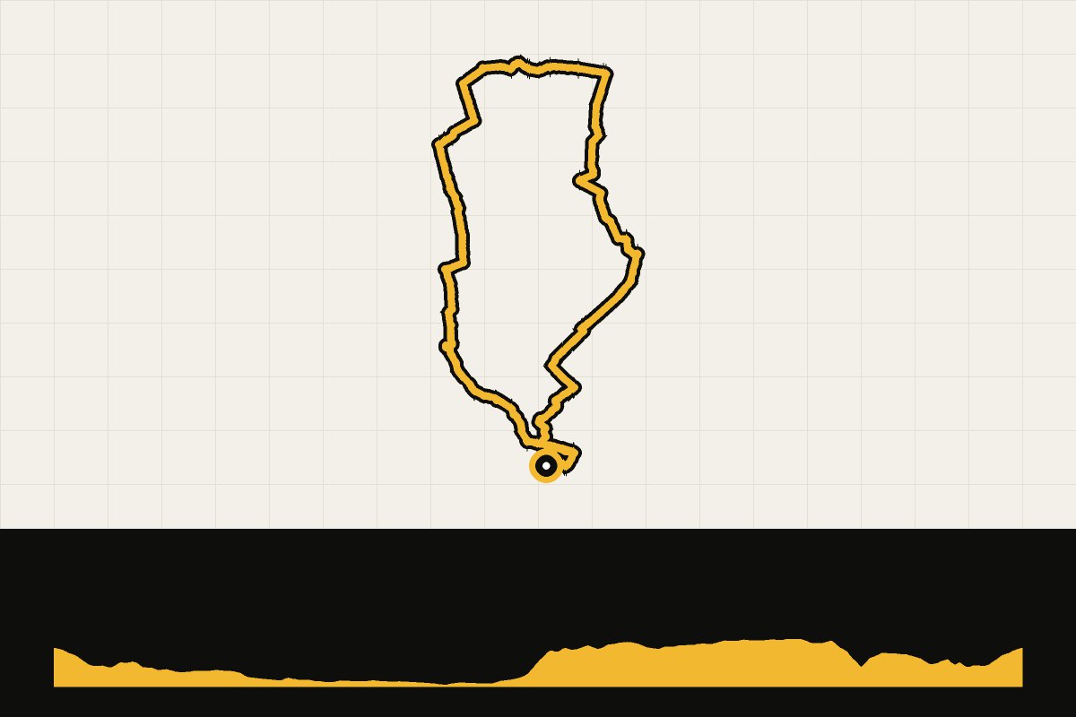 Routekaart en hoogteprofiel van Zuid-Limburg: ronde vanuit Maastricht via Lanaken